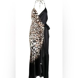 Camilla silk leopard print wrap maxi halterneck tie fastening V-neck  NWT
